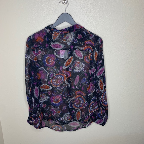 NWT Casual Studio Sheer Long Sleeve Paisley Blouse - Picture 6 of 6
